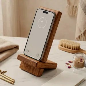 Natural oak wooden phone stand