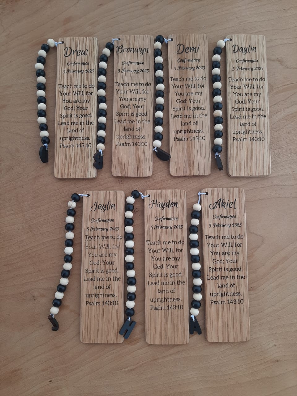 Personalised wooden bookmark with heart detail