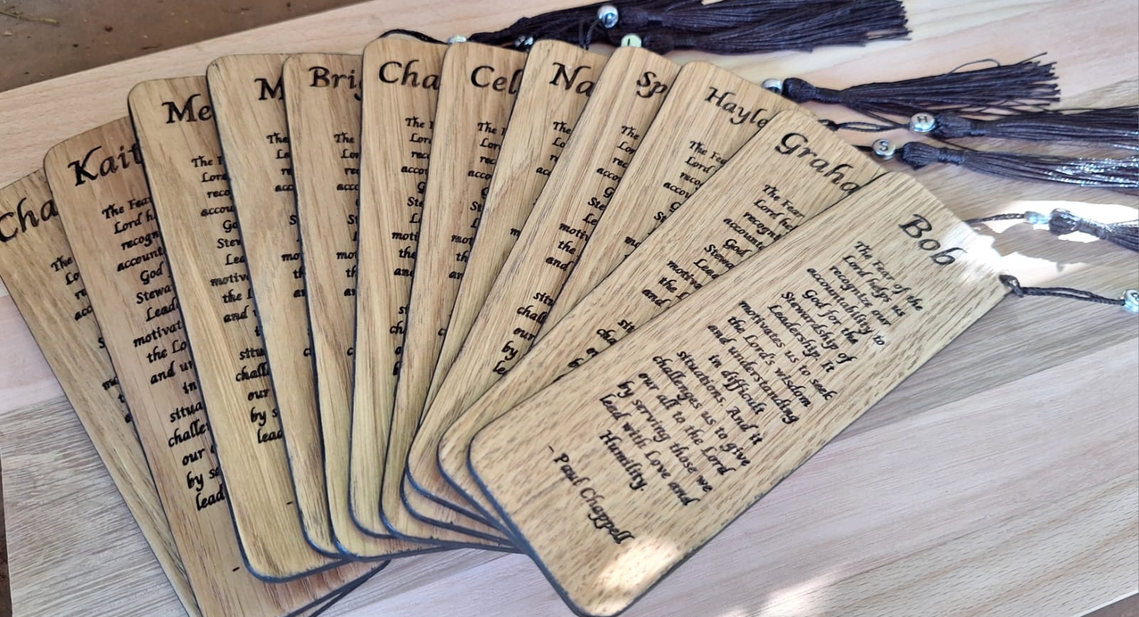 Personalised engraved bookmark with name