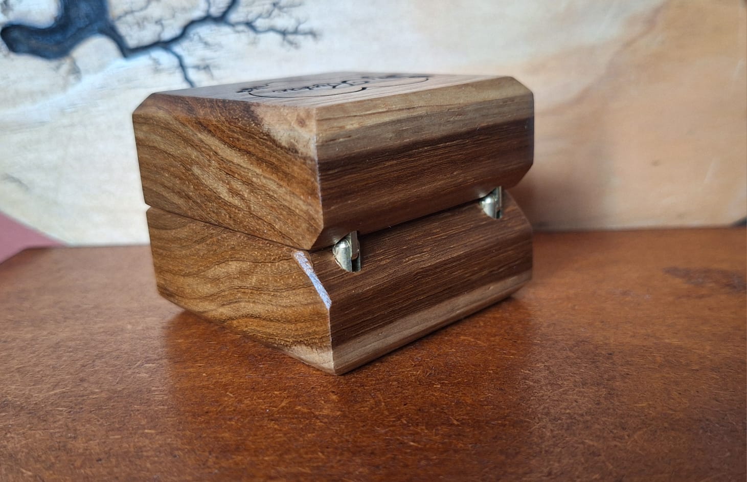 Personalised ring box with engraved lid